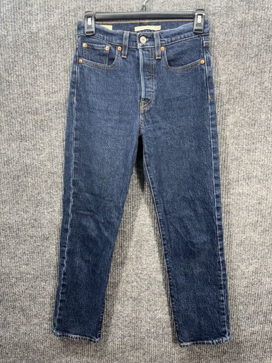 Levi's Denim - Levis Wedgie Straight Jeans Womens 24x26 Blue Dark Button Fly High Rise Denim